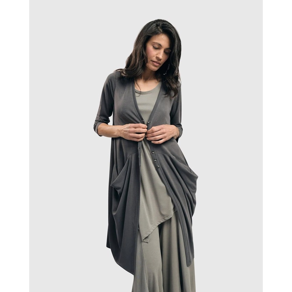 NEW‎ Alembika Essential Draped Cocoon Jacket Grey Womens 4-6